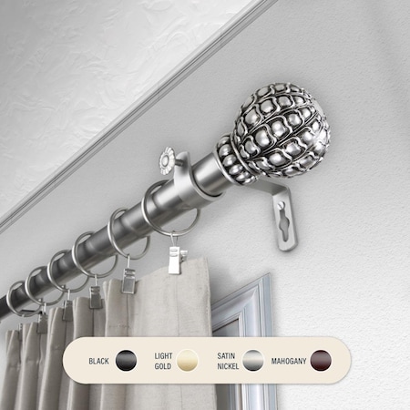 Kd 1 in. Velia Curtain Rod with 160 to 240 in. Extension, Satin Nickel KD3725996